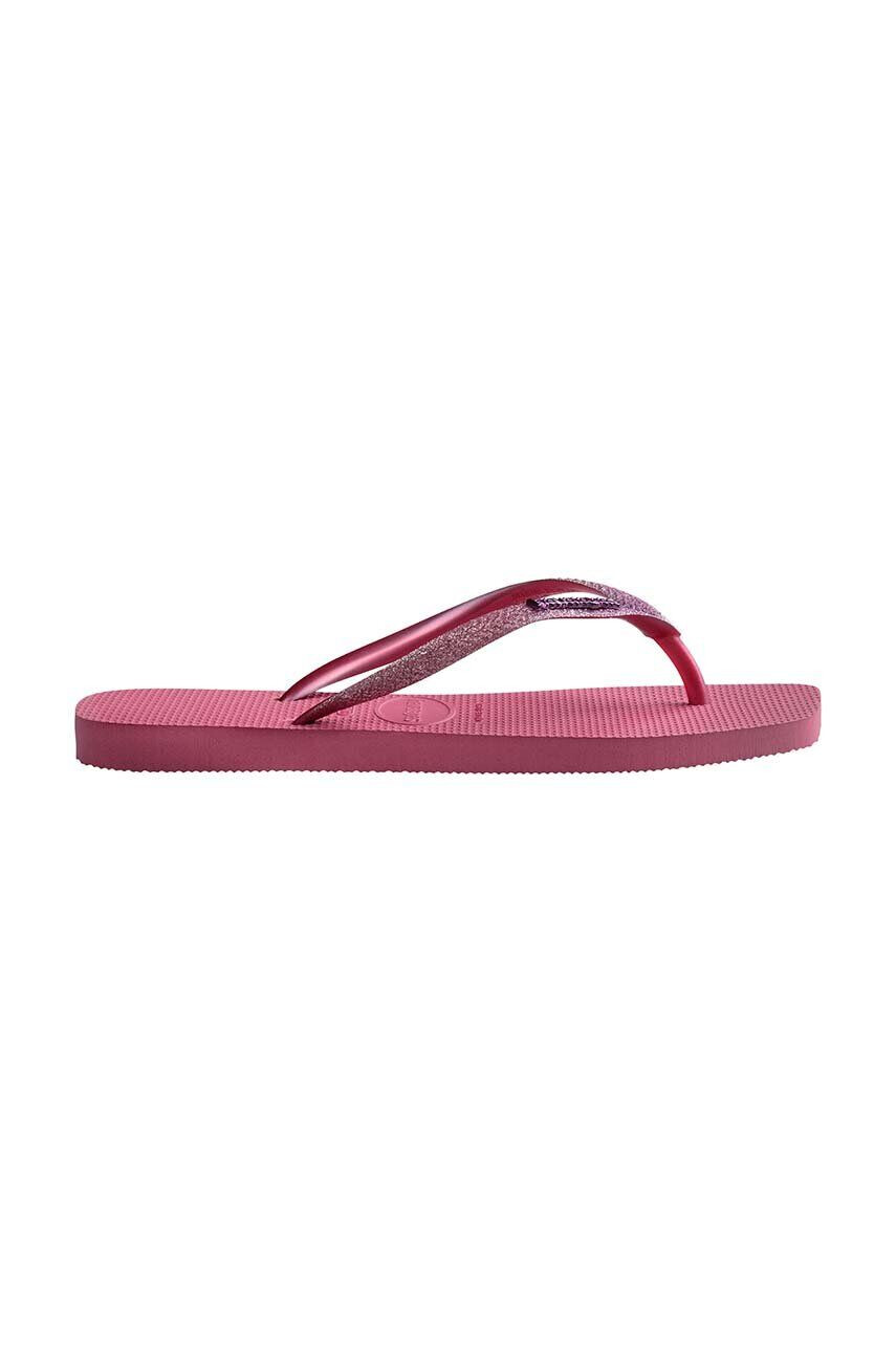 Havaianas slapi SQUARE GLITTER femei culoarea roz cu toc plat 4148102.1750 - Pled.ro