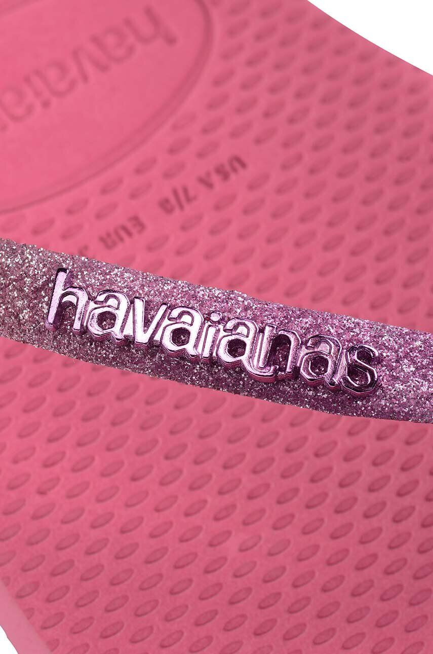 Havaianas slapi SQUARE GLITTER femei culoarea roz cu toc plat 4148102.1750 - Pled.ro