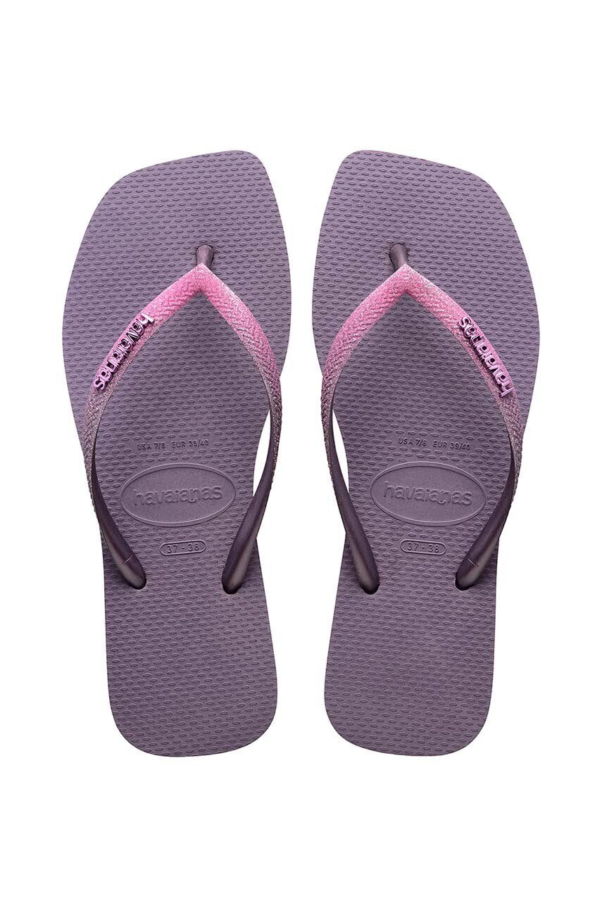 Havaianas slapi SQUARE GLITTER femei culoarea violet cu toc plat 4148102.1780 - Pled.ro