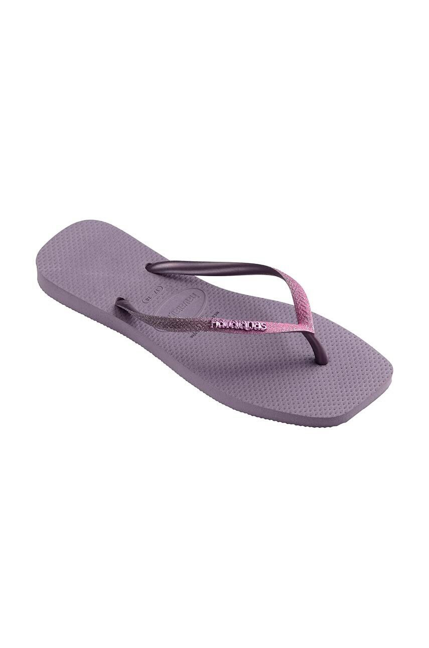 Havaianas slapi SQUARE GLITTER femei culoarea violet cu toc plat 4148102.1780 - Pled.ro