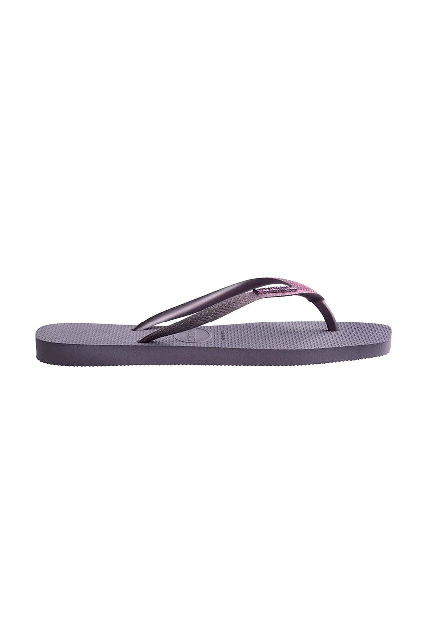 Havaianas slapi SQUARE GLITTER femei culoarea violet cu toc plat 4148102.1780 - Pled.ro