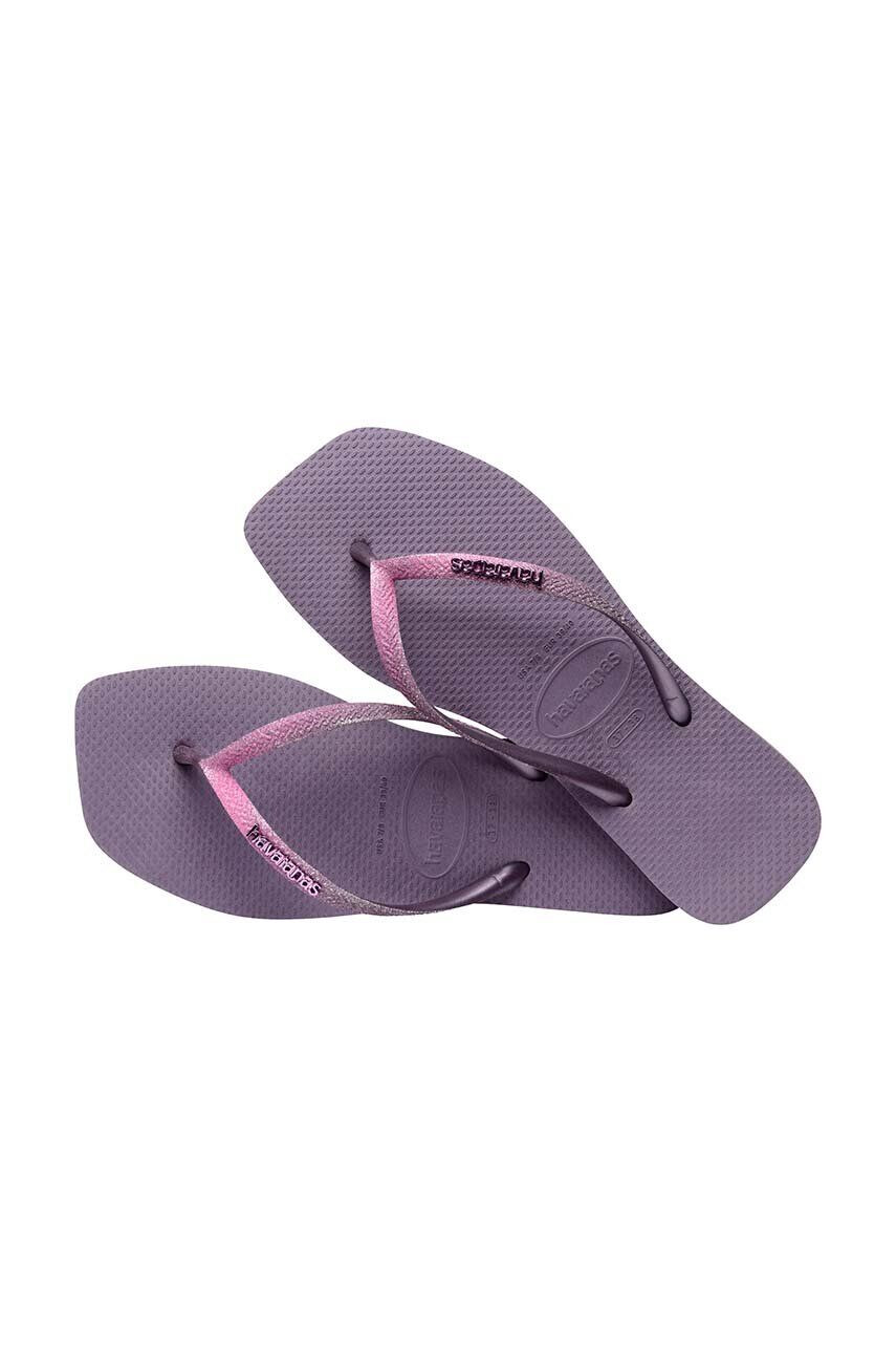 Havaianas slapi SQUARE GLITTER femei culoarea violet cu toc plat 4148102.1780 - Pled.ro