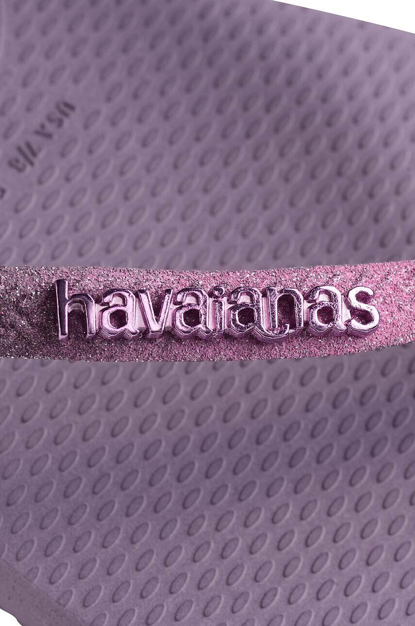 Havaianas slapi SQUARE GLITTER femei culoarea violet cu toc plat 4148102.1780 - Pled.ro