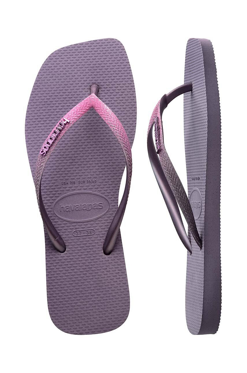 Havaianas slapi SQUARE GLITTER femei culoarea violet cu toc plat 4148102.1780 - Pled.ro