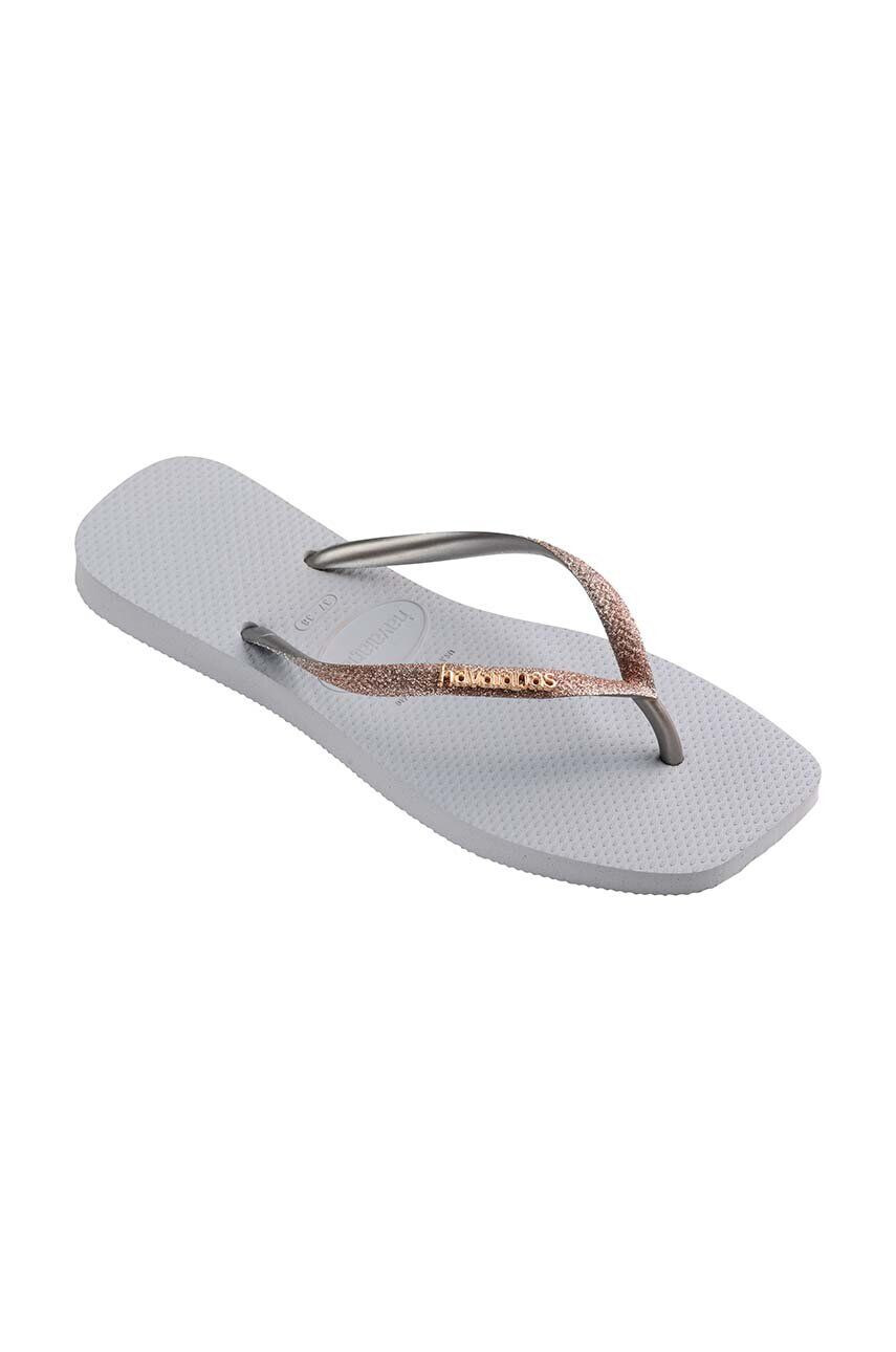 Havaianas slapi SQUARE GLITTER femei culoarea gri cu toc plat 4148102.3498 - Pled.ro