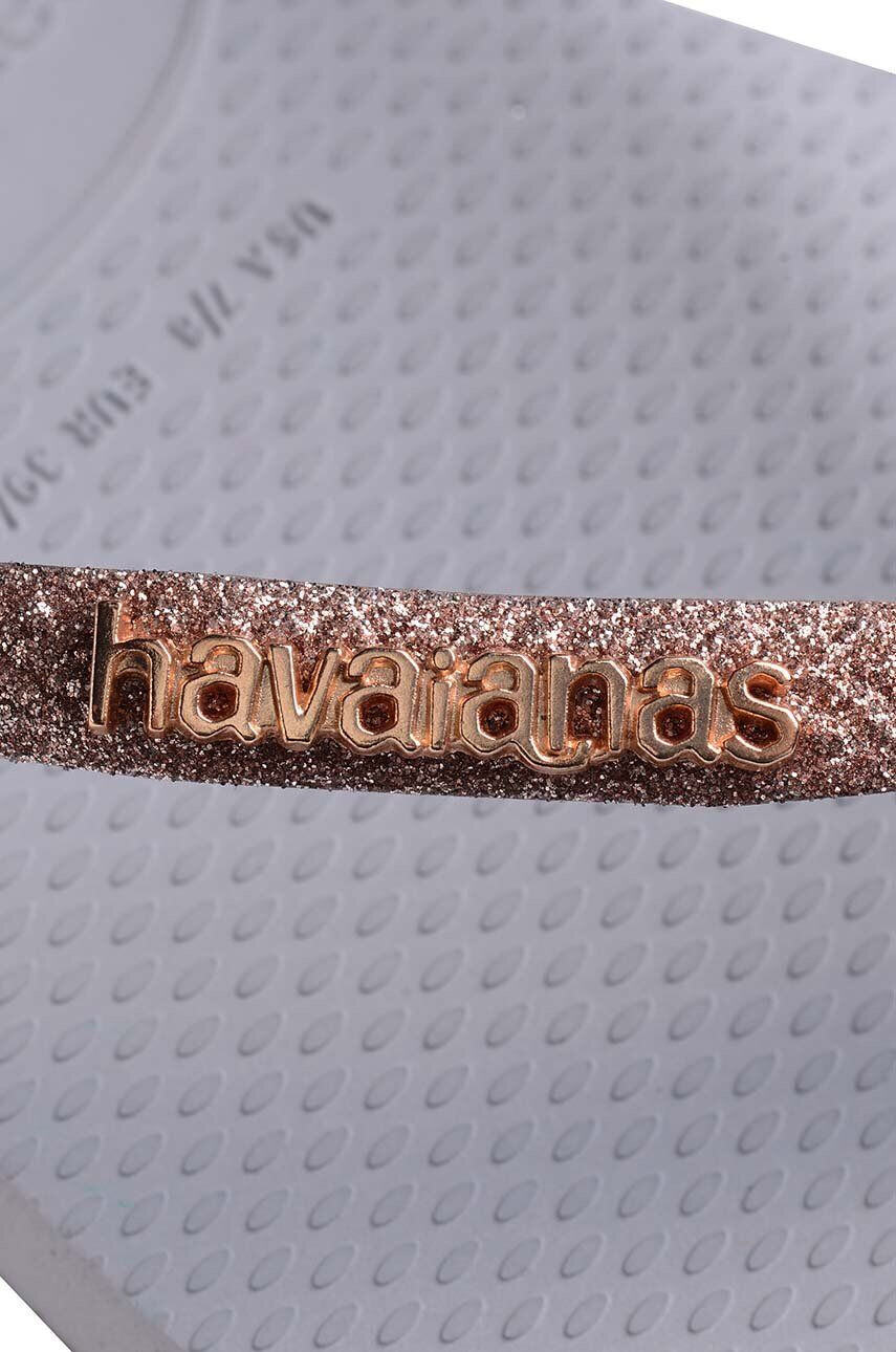 Havaianas slapi SQUARE GLITTER femei culoarea gri cu toc plat 4148102.3498 - Pled.ro