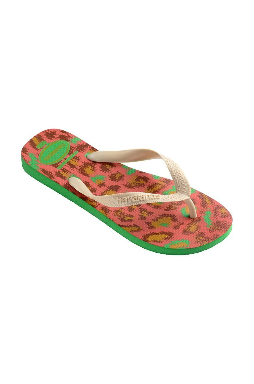 Havaianas slapi Top Animals femei culoarea verde cu toc plat 4132920 2715 - Pled.ro