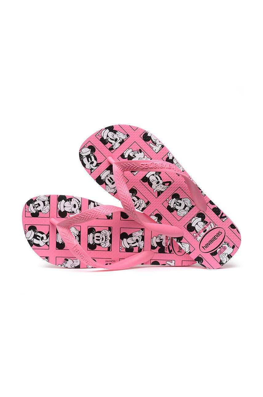 Havaianas slapi Top Disney femei culoarea roz cu toc plat - Pled.ro