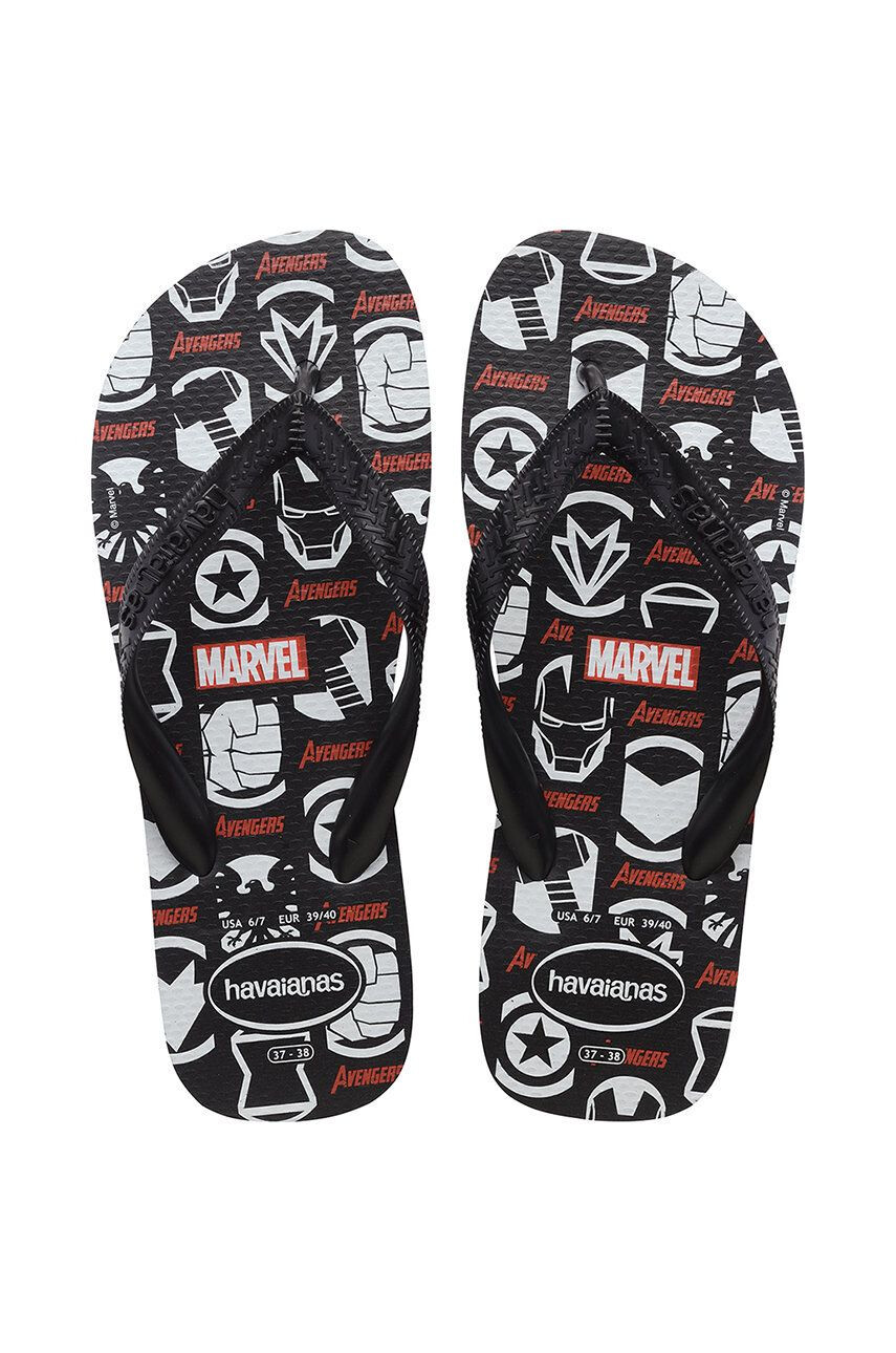 Havaianas slapi Top Marvel Logomania culoarea negru - Pled.ro