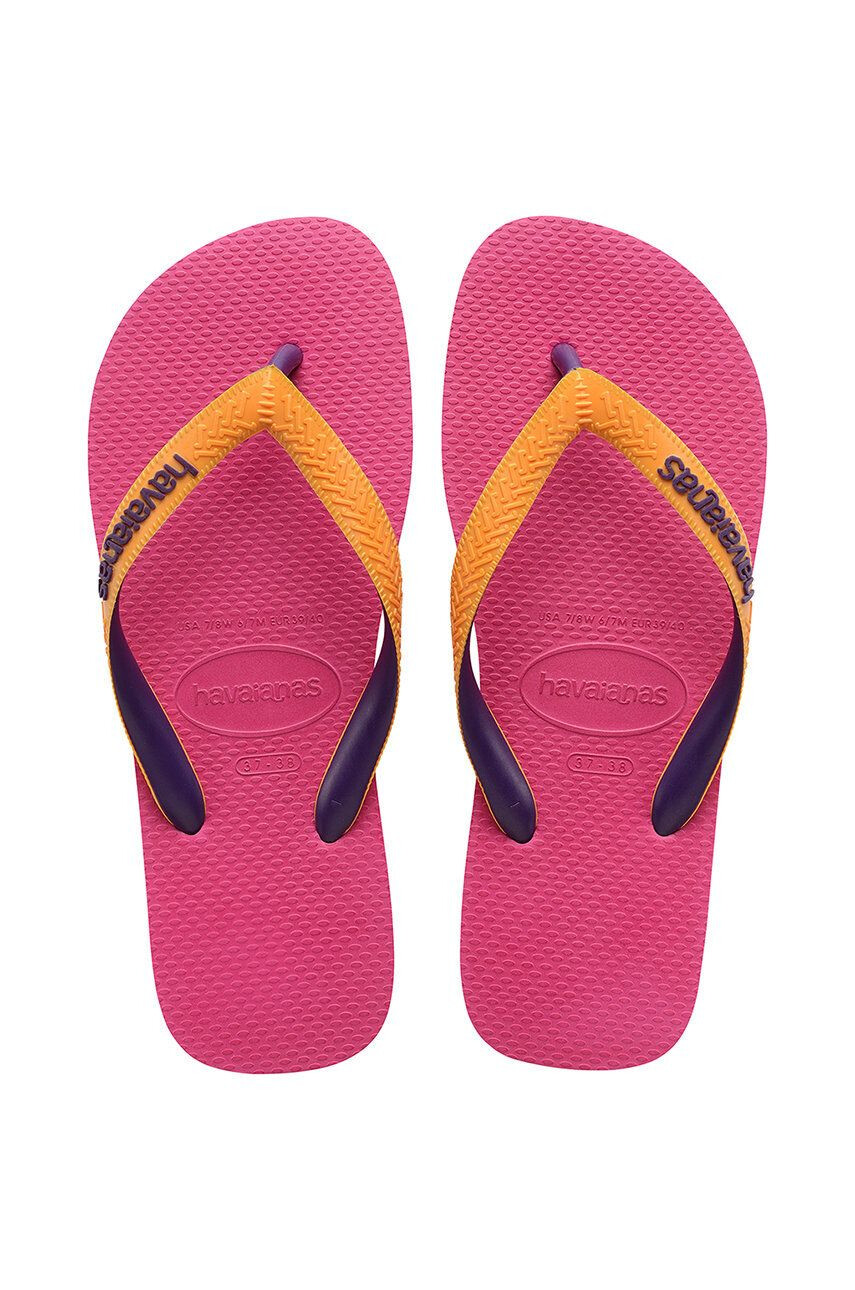 Havaianas slapi Top Mix femei culoarea roz cu toc plat - Pled.ro