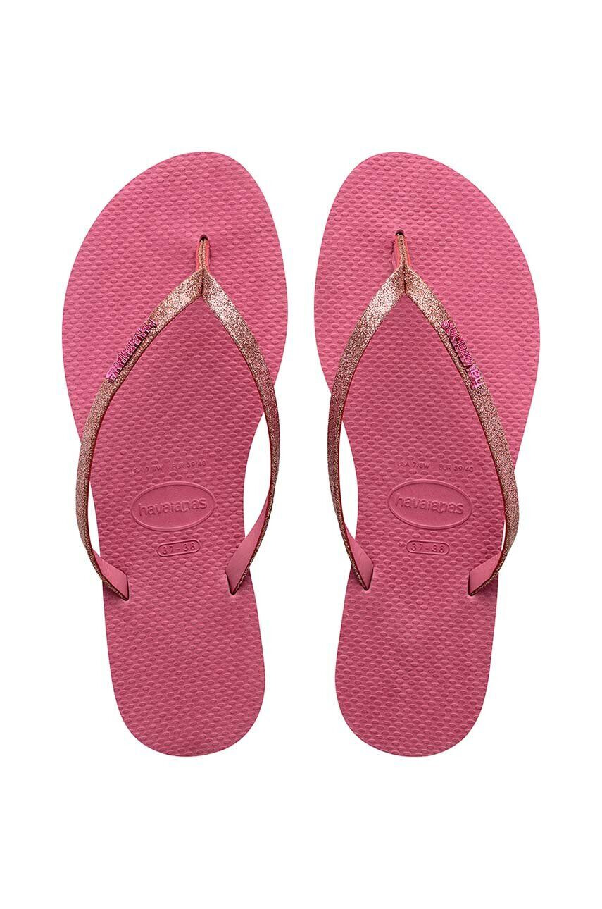 Havaianas slapi YOU GLITTER femei culoarea roz cu toc plat 4148041.1750 - Pled.ro