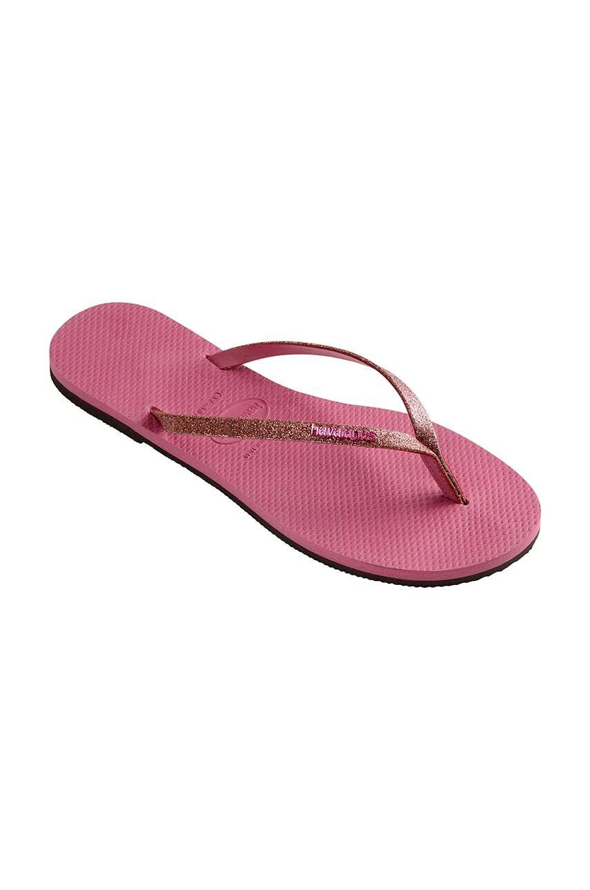 Havaianas slapi YOU GLITTER femei culoarea roz cu toc plat 4148041.1750 - Pled.ro