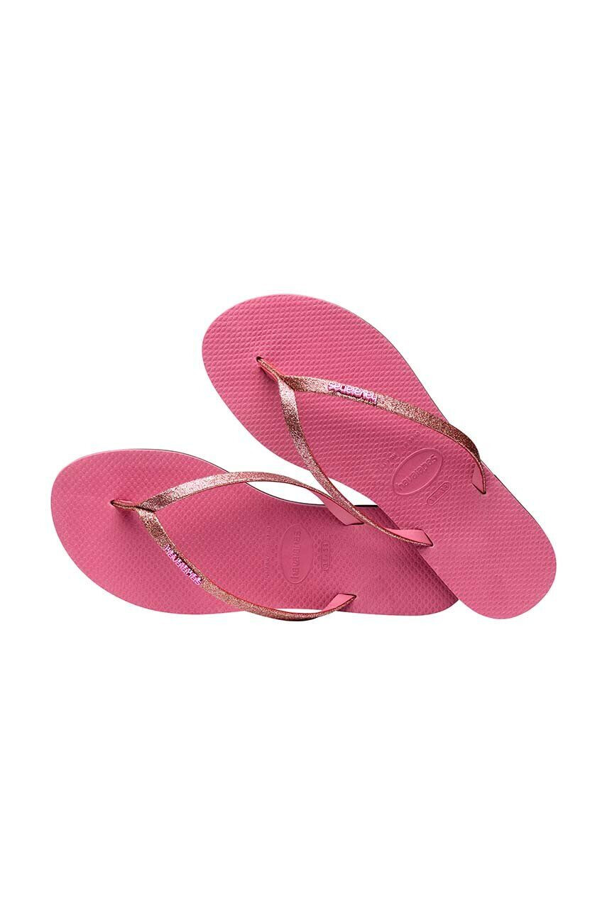 Havaianas slapi YOU GLITTER femei culoarea roz cu toc plat 4148041.1750 - Pled.ro