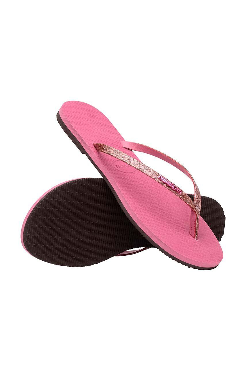 Havaianas slapi YOU GLITTER femei culoarea roz cu toc plat 4148041.1750 - Pled.ro