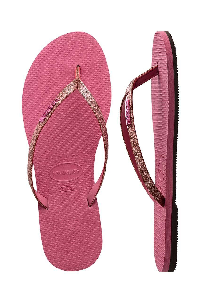 Havaianas slapi YOU GLITTER femei culoarea roz cu toc plat 4148041.1750 - Pled.ro