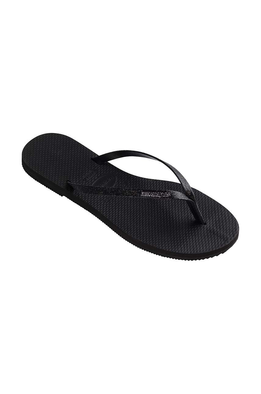 Havaianas slapi YOU GLITTER femei culoarea negru cu toc plat 4148041.0090 - Pled.ro