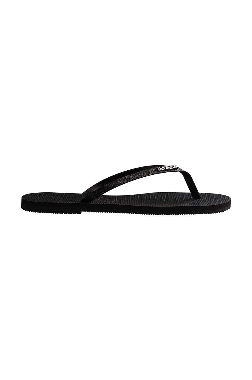 Havaianas slapi YOU GLITTER femei culoarea negru cu toc plat 4148041.0090 - Pled.ro