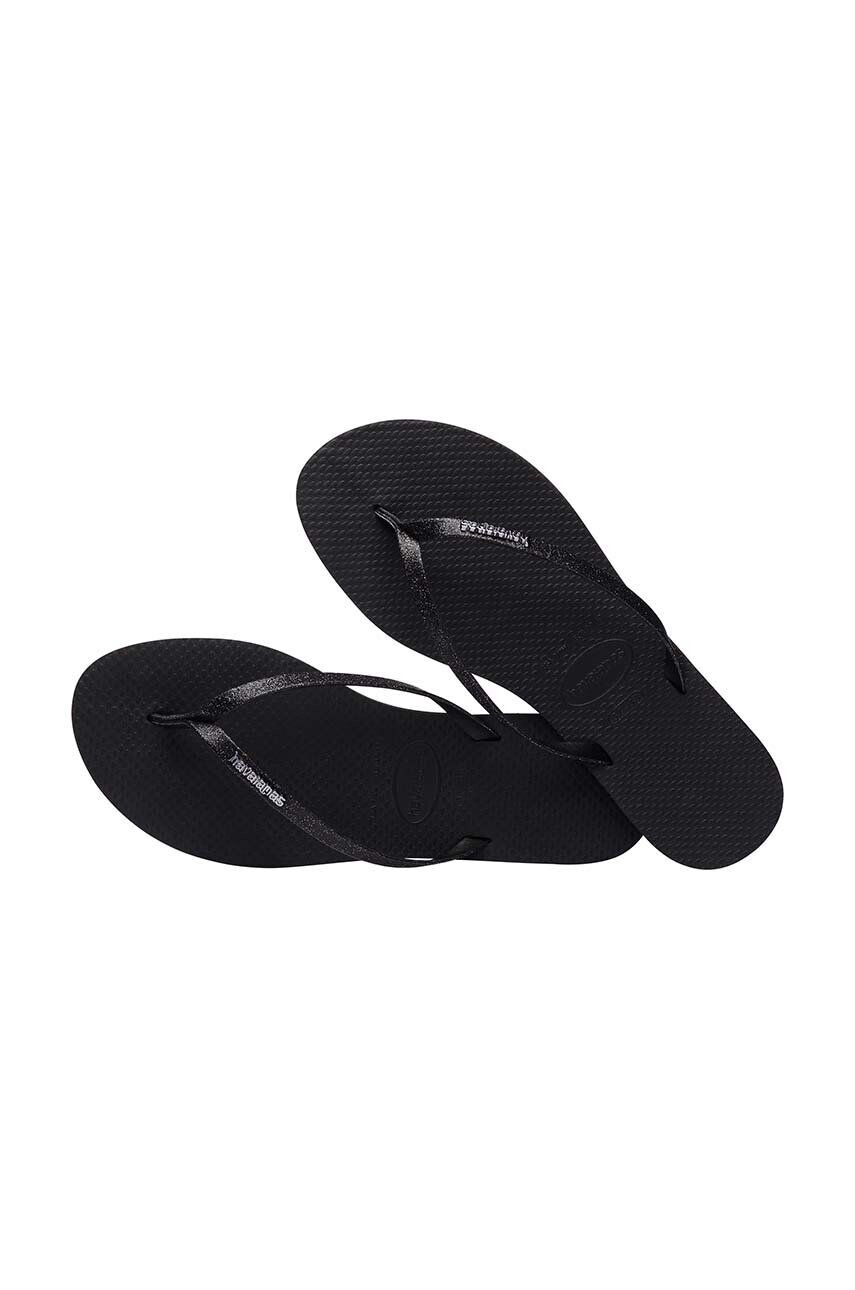 Havaianas slapi YOU GLITTER femei culoarea negru cu toc plat 4148041.0090 - Pled.ro