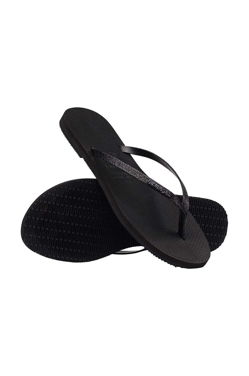 Havaianas slapi YOU GLITTER femei culoarea negru cu toc plat 4148041.0090 - Pled.ro