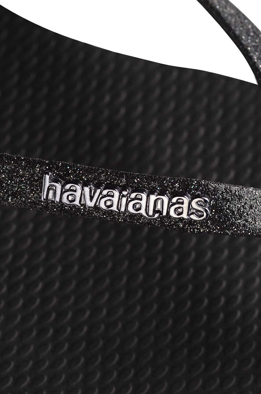 Havaianas slapi YOU GLITTER femei culoarea negru cu toc plat 4148041.0090 - Pled.ro