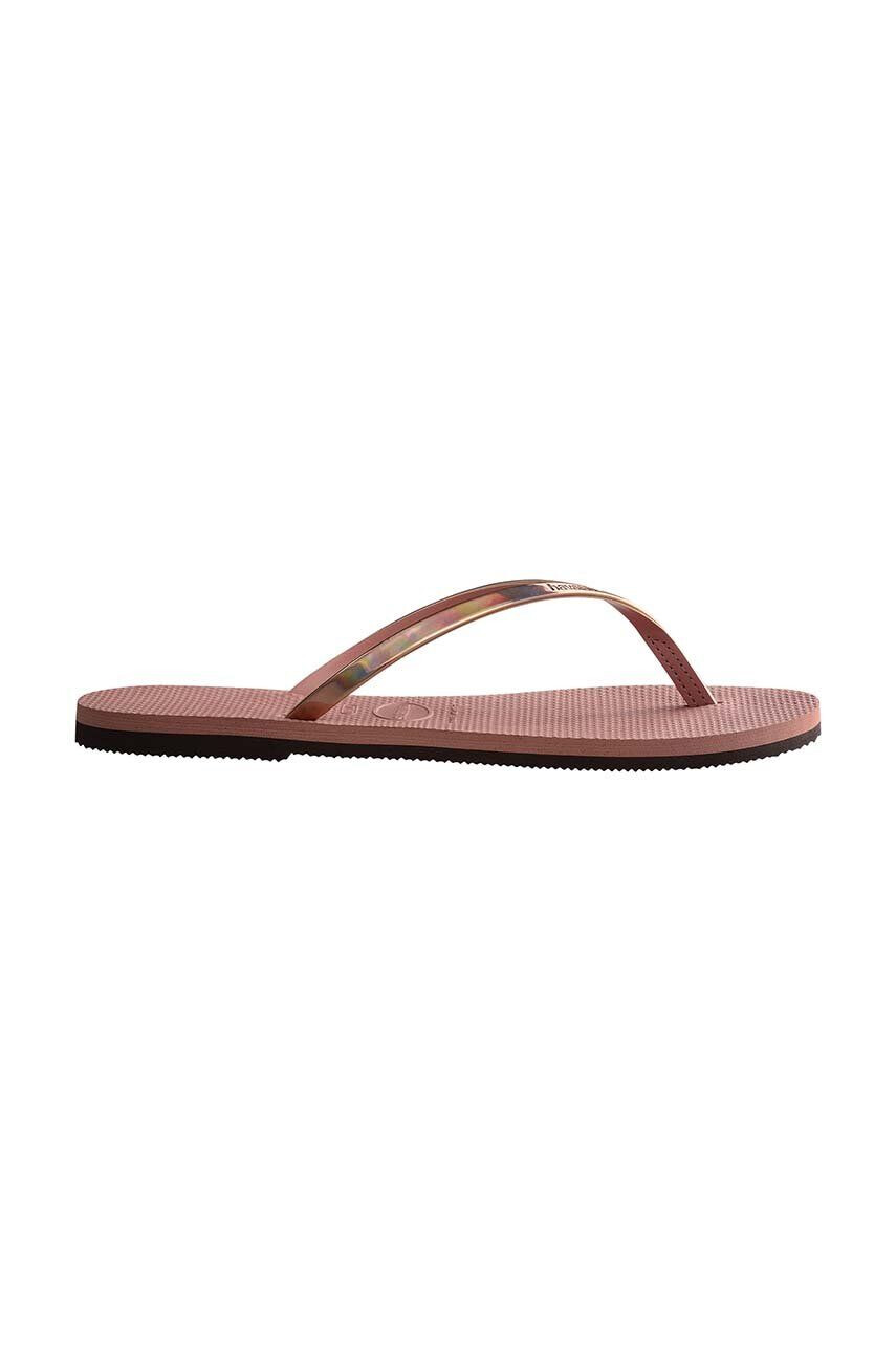 Havaianas slapi YOU METALLIC femei culoarea roz cu toc plat 4135102.3544 - Pled.ro