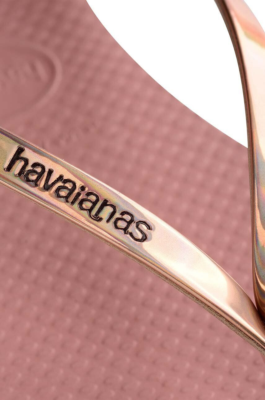 Havaianas slapi YOU METALLIC femei culoarea roz cu toc plat 4135102.3544 - Pled.ro