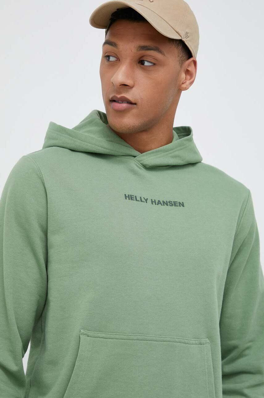 Helly Hansen bluză barbati culoarea verde cu glugă cu imprimeu 53924-699 - Pled.ro