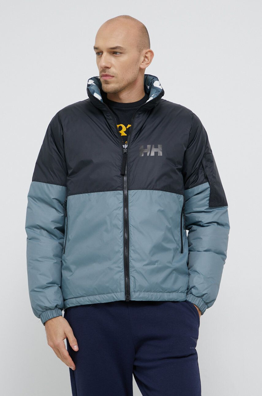 Helly Hansen geaca cu doua fete femei culoarea gri de iarna oversize - Pled.ro