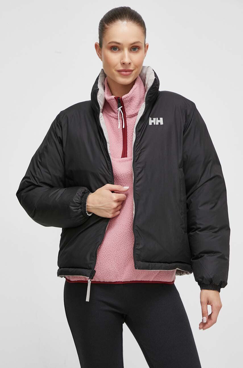 Helly Hansen geaca cu doua fete femei culoarea gri de iarna oversize - Pled.ro