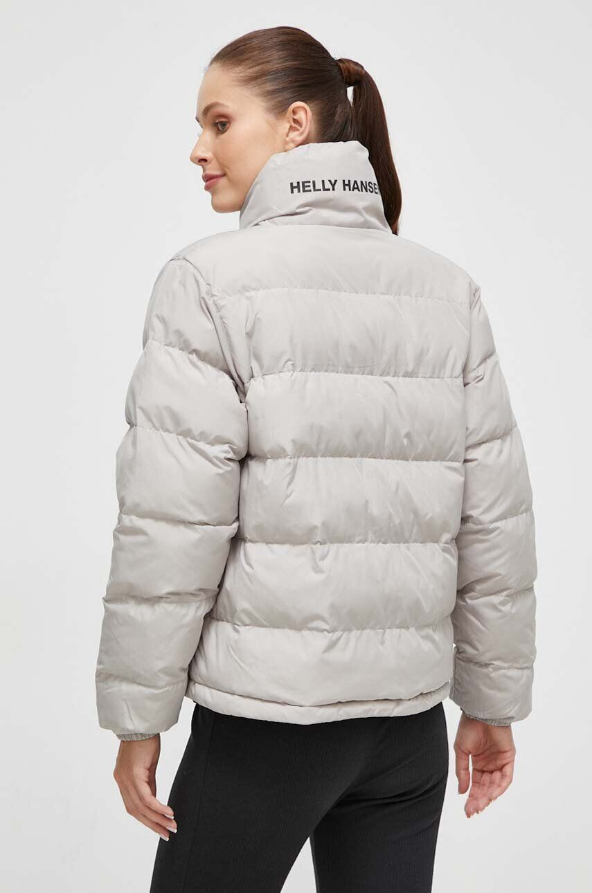 Helly Hansen geaca cu doua fete femei culoarea gri de iarna oversize - Pled.ro