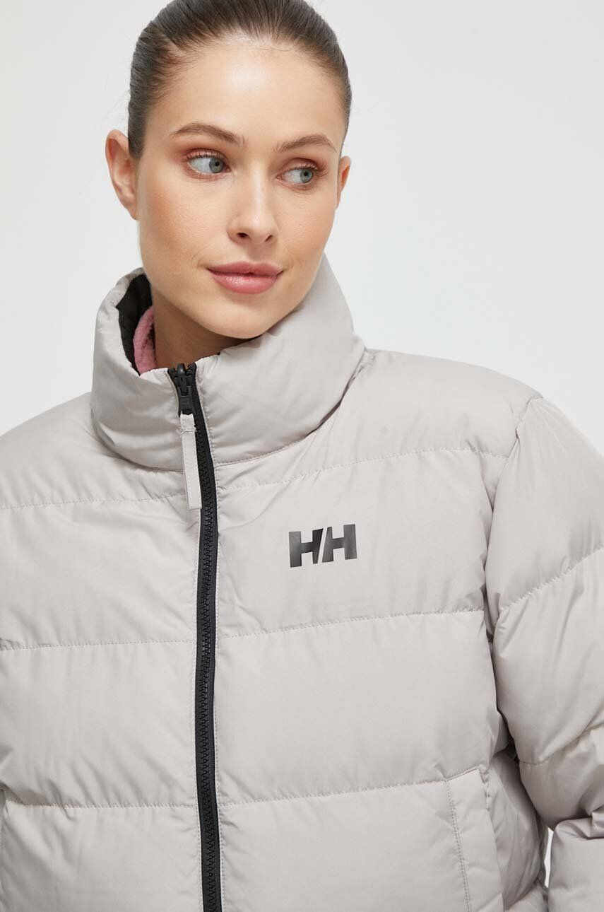 Helly Hansen geaca cu doua fete femei culoarea gri de iarna oversize - Pled.ro