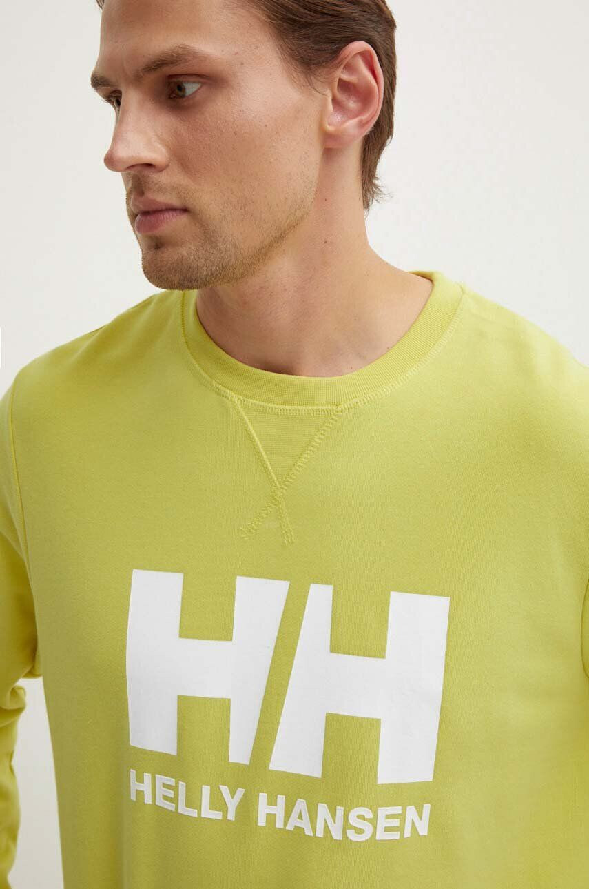 Helly Hansen hanorac de bumbac HH LOGO HOODIE bărbați culoarea bleumarin cu glugă cu imprimeu 33977 - Pled.ro