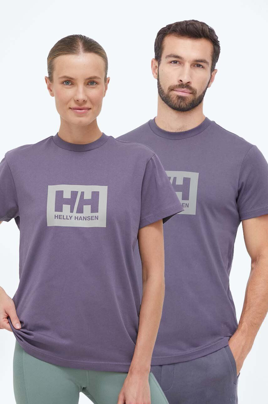 Helly Hansen tricou din bumbac culoarea violet cu imprimeu 53285-096 - Pled.ro