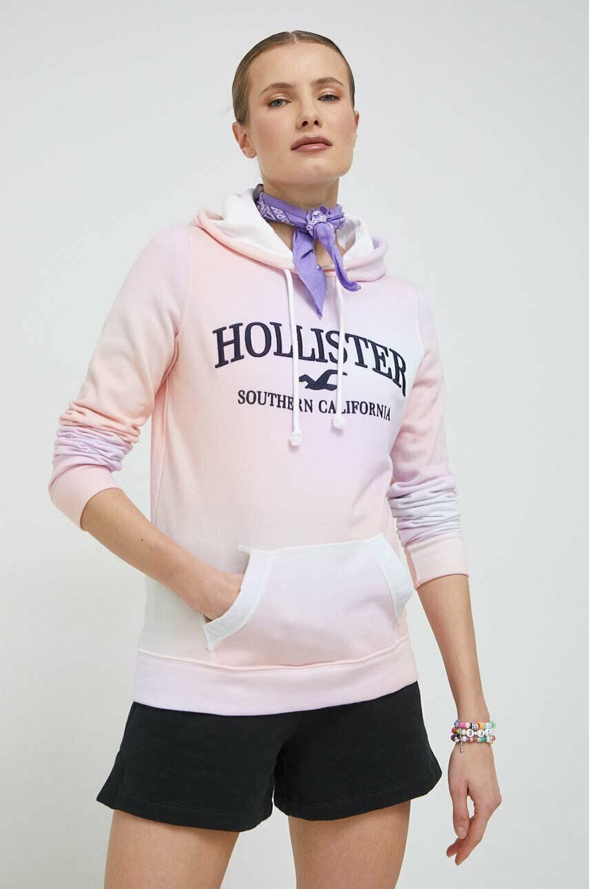 Hollister Co. bluza femei culoarea roz cu glugă modelator - Pled.ro