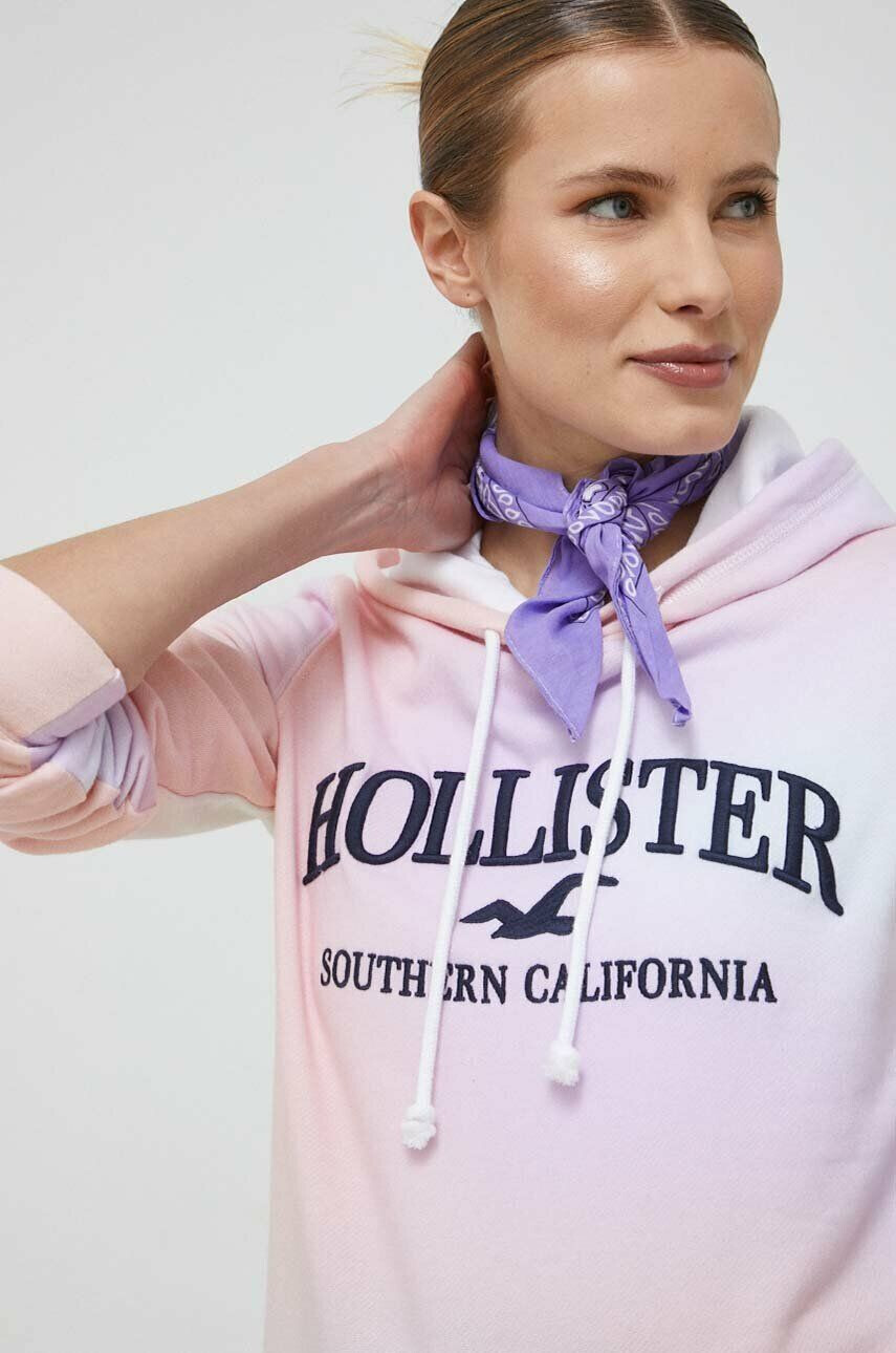 Hollister Co. bluza femei culoarea roz cu glugă modelator - Pled.ro