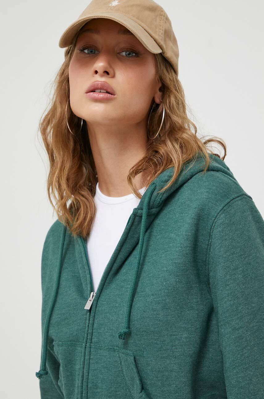 Hollister Co. bluza femei culoarea verde cu glugă melanj - Pled.ro