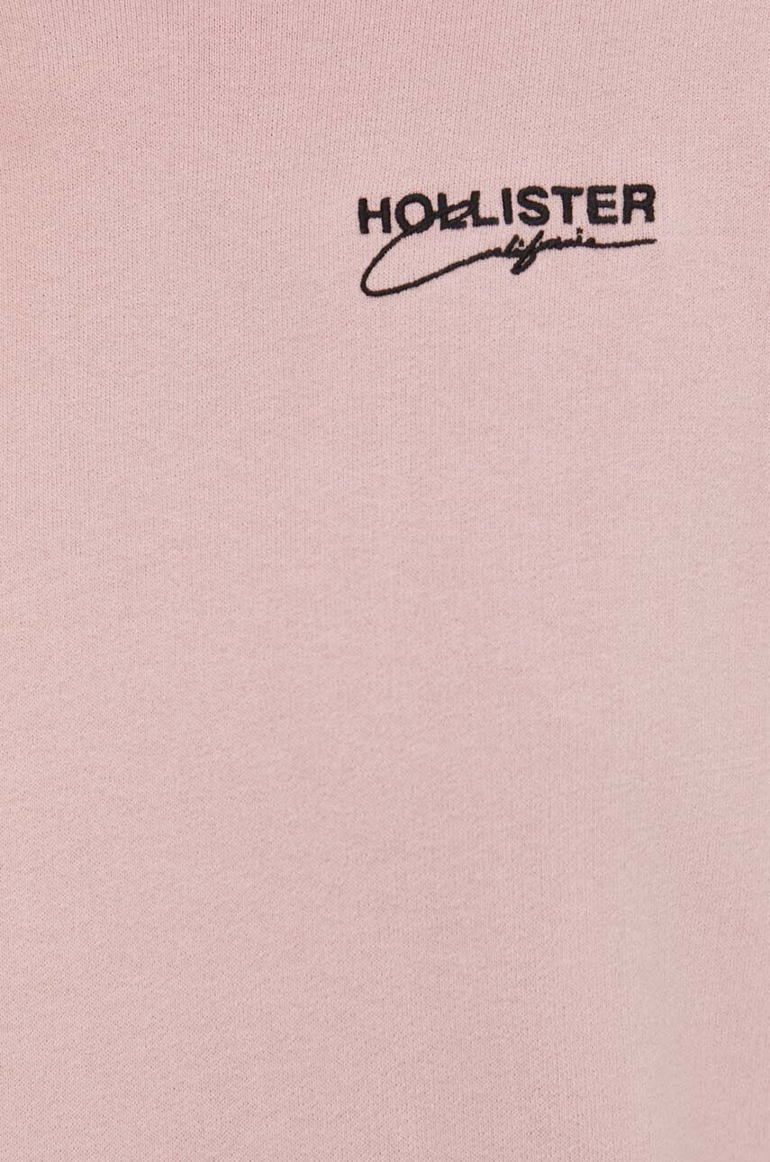 Hollister Co. bluza barbati culoarea roz cu glugă cu imprimeu - Pled.ro