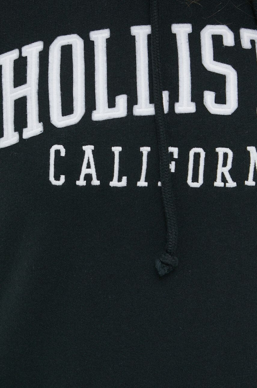 Hollister Co. bluza femei culoarea negru cu glugă cu imprimeu - Pled.ro