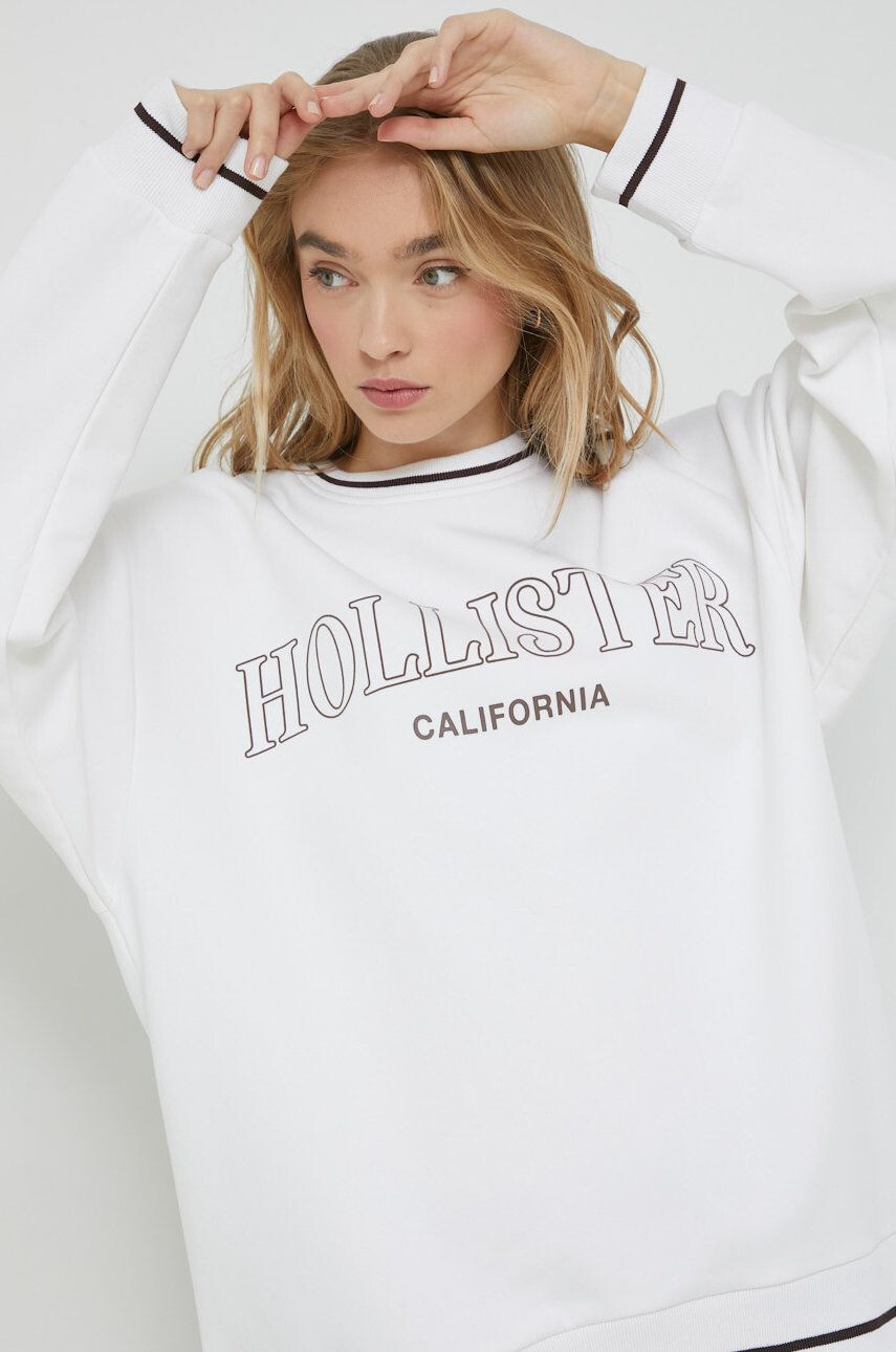 Hollister Co. bluza femei culoarea alb cu imprimeu - Pled.ro