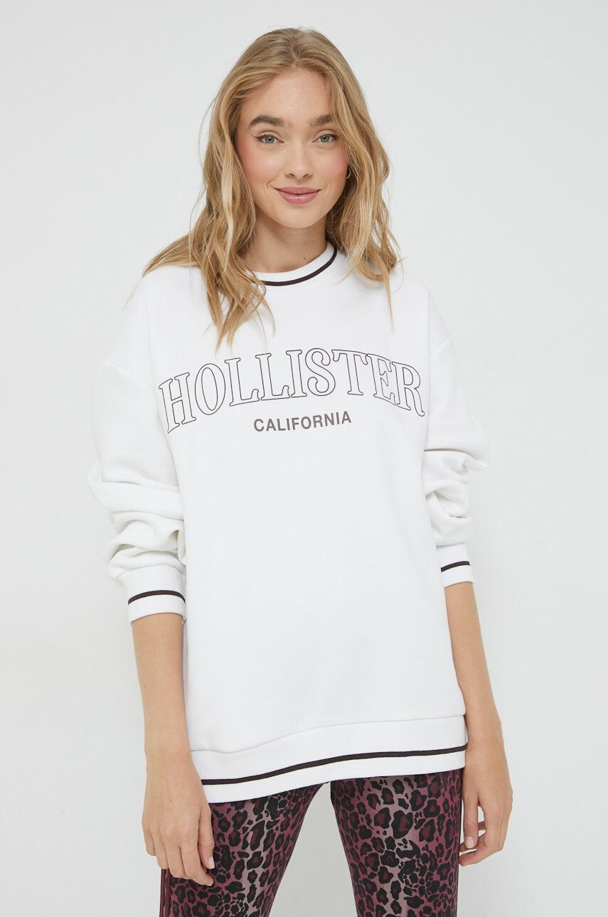 Hollister Co. bluza femei culoarea alb cu imprimeu - Pled.ro