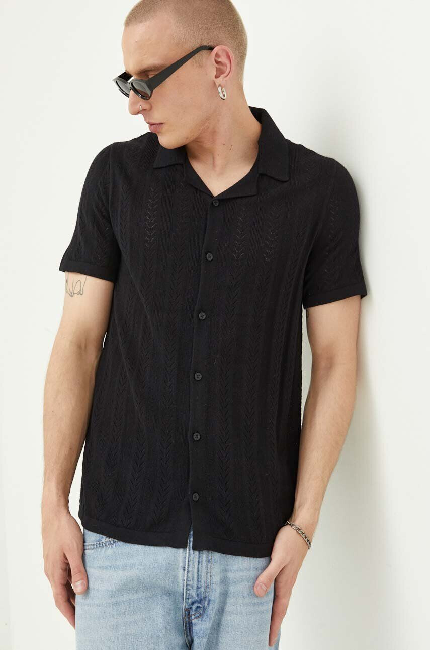 Hollister Co. camasa barbati culoarea roz cu guler button-down regular - Pled.ro