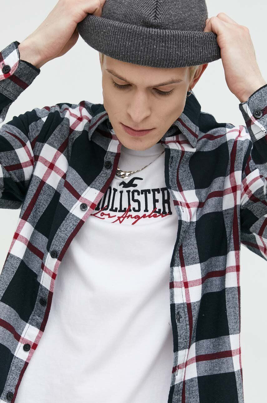 Hollister Co. camasa din bumbac barbati culoarea negru cu guler clasic regular - Pled.ro