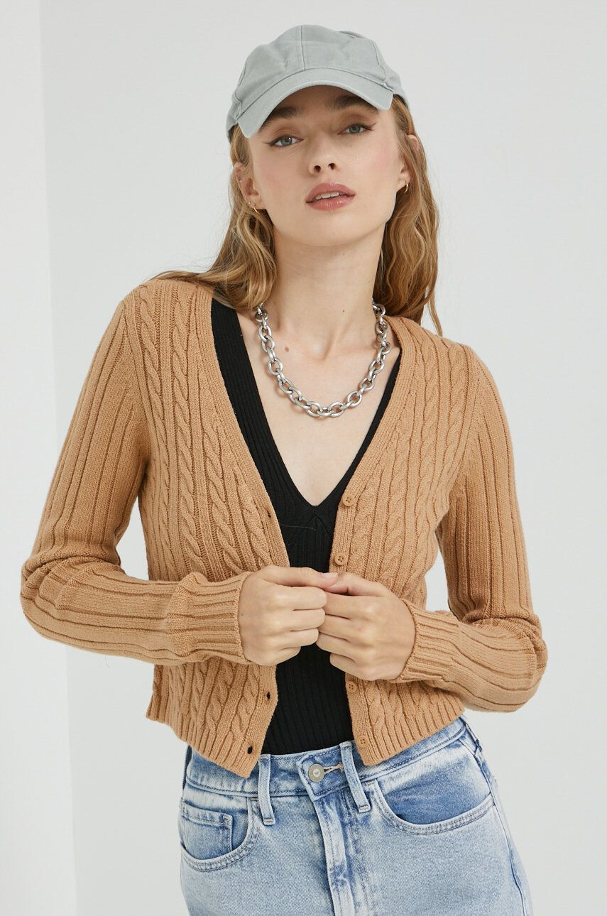 Hollister Co. cardigan femei culoarea bej - Pled.ro