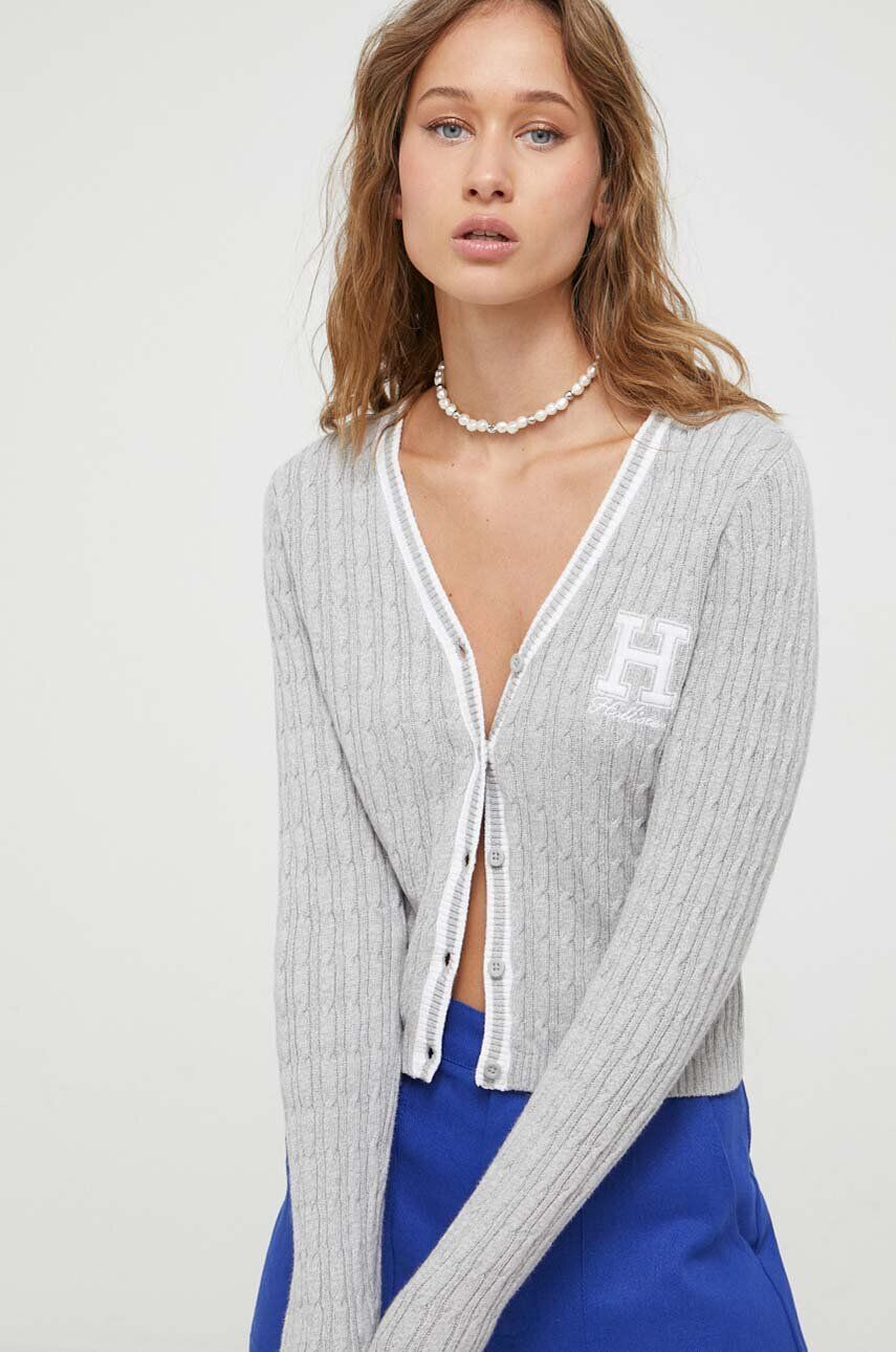 Hollister Co. cardigan femei culoarea gri - Pled.ro