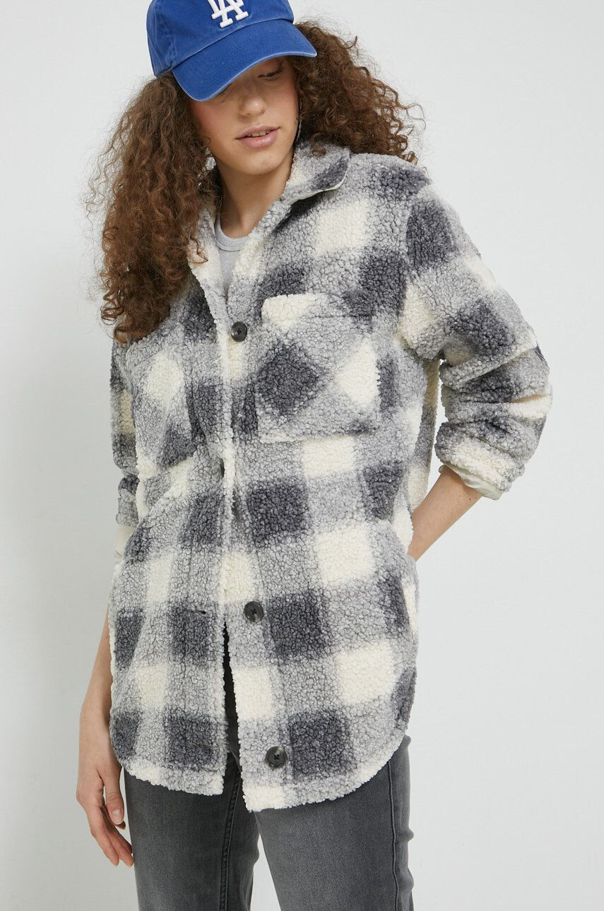 Hollister Co. geaca femei culoarea gri de tranzitie oversize - Pled.ro