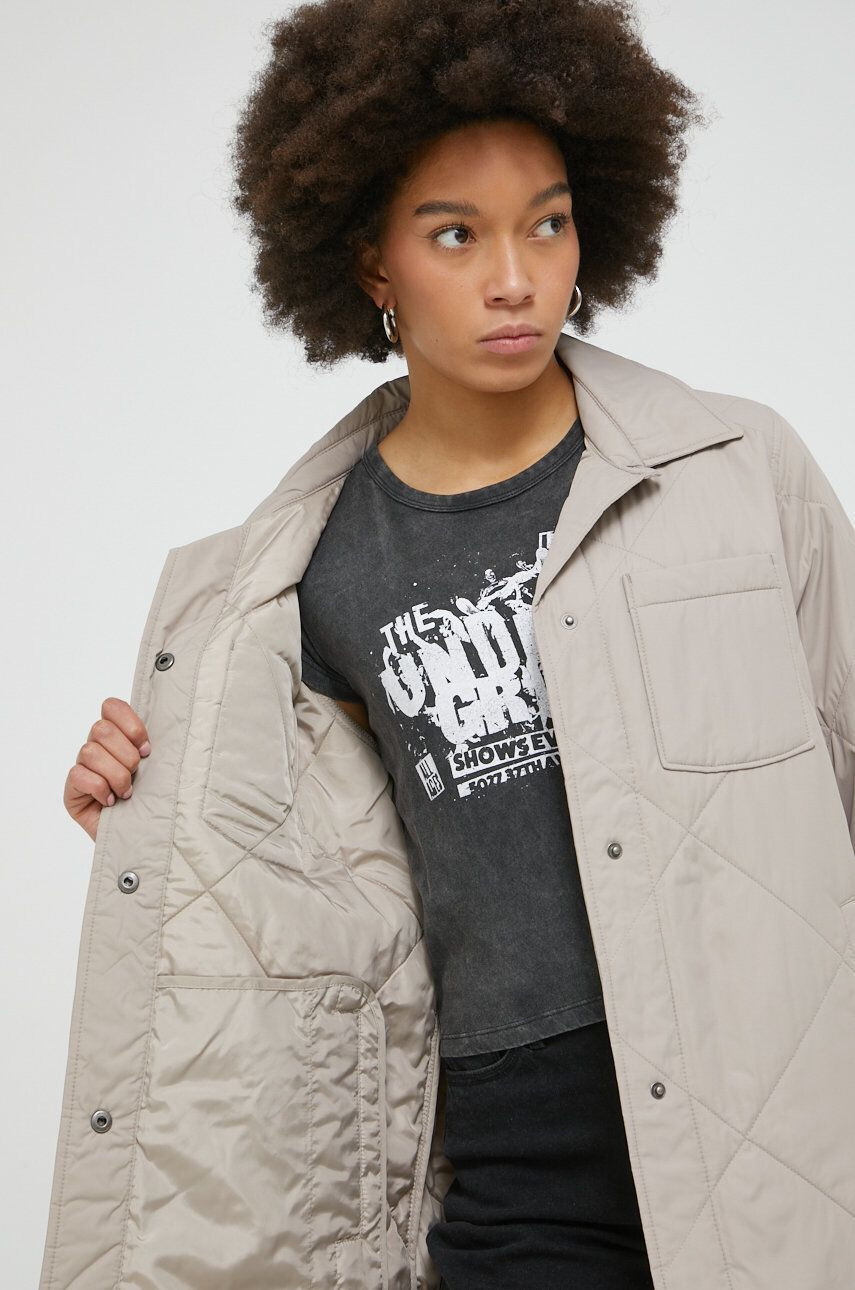 Hollister Co. geaca femei culoarea gri de tranzitie oversize - Pled.ro