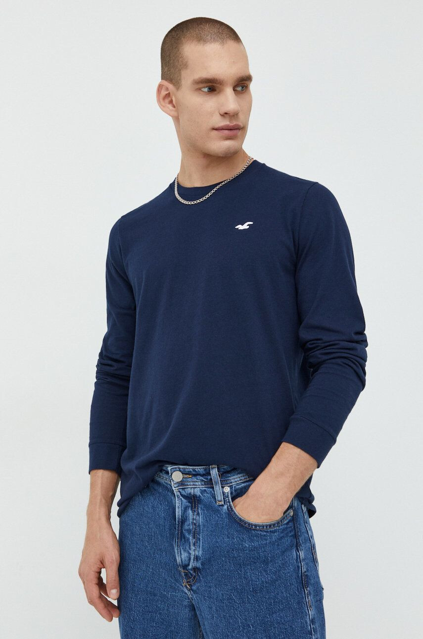 Hollister Co. longsleeve din bumbac culoarea alb cu imprimeu - Pled.ro