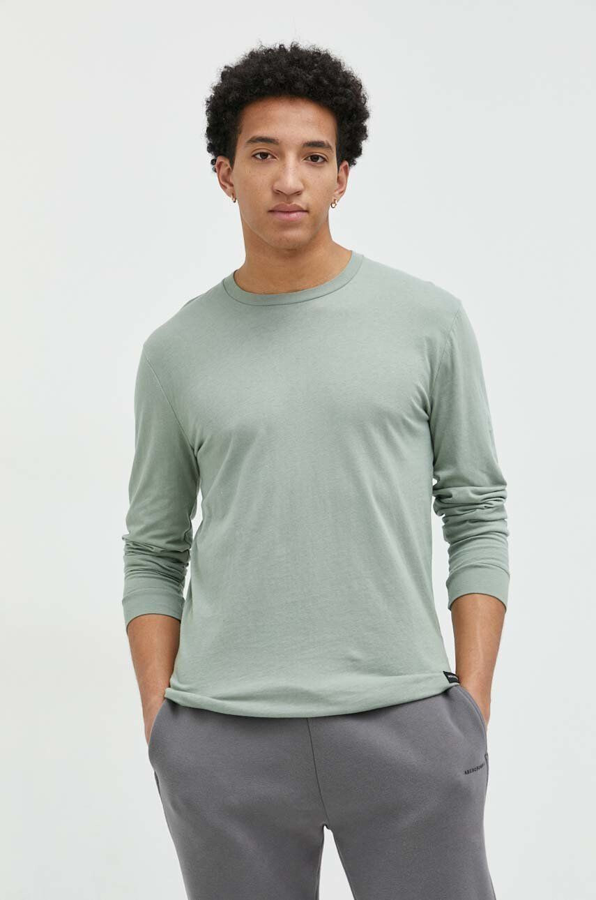 Hollister Co. longsleeve din bumbac culoarea verde neted - Pled.ro