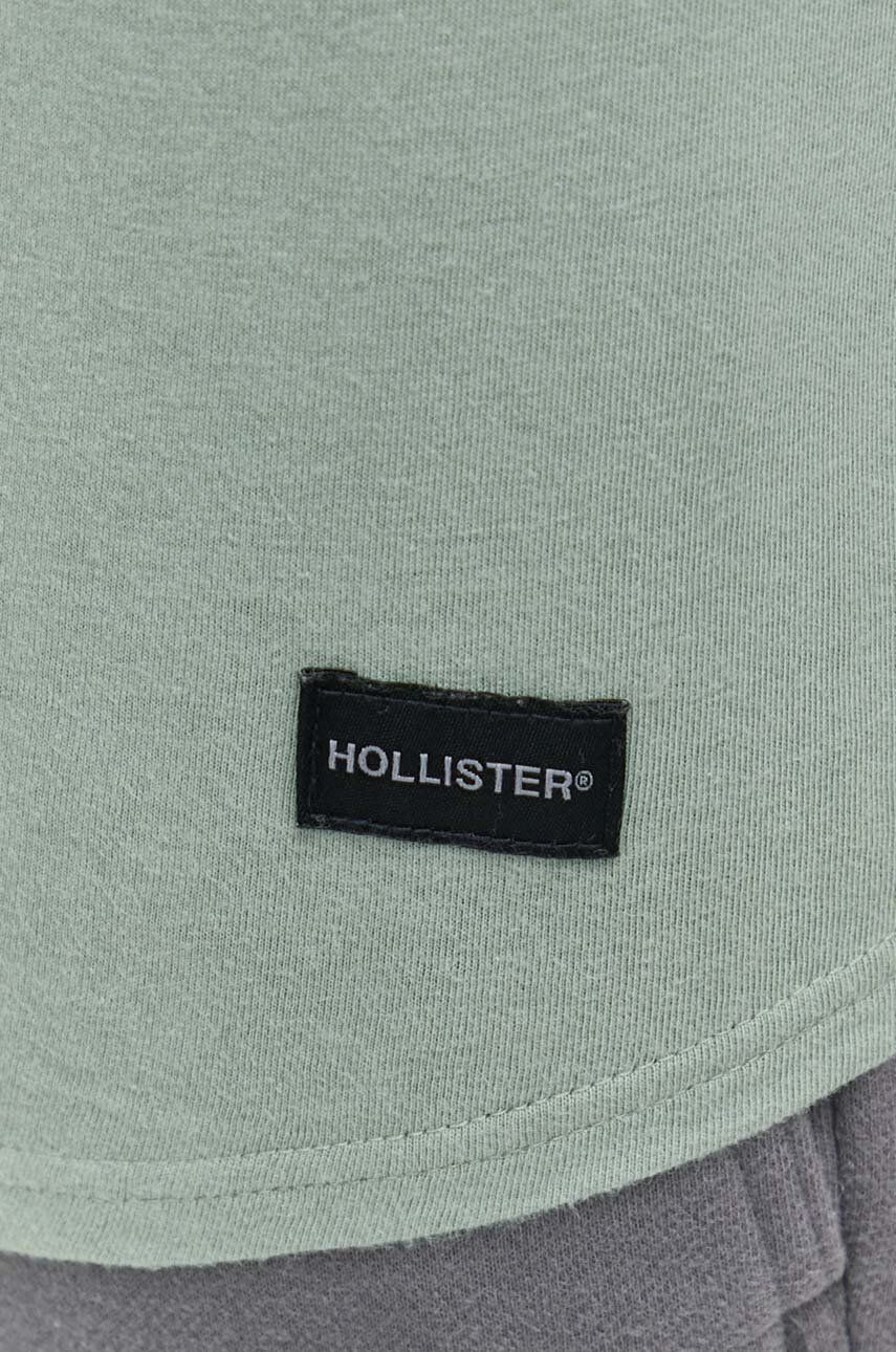 Hollister Co. longsleeve din bumbac culoarea verde neted - Pled.ro