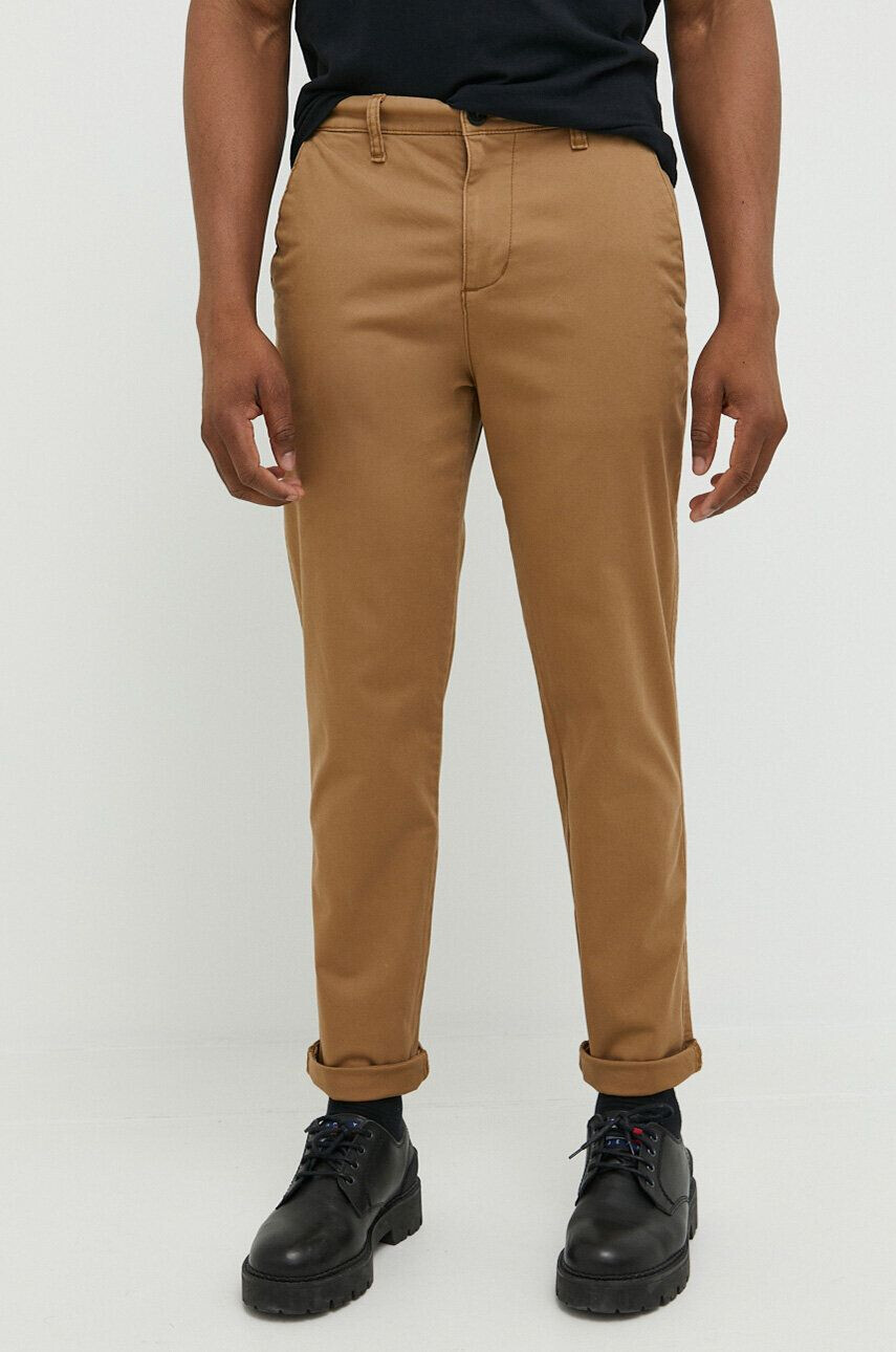 Hollister Co. pantaloni barbati culoarea maro cu fason chinos - Pled.ro